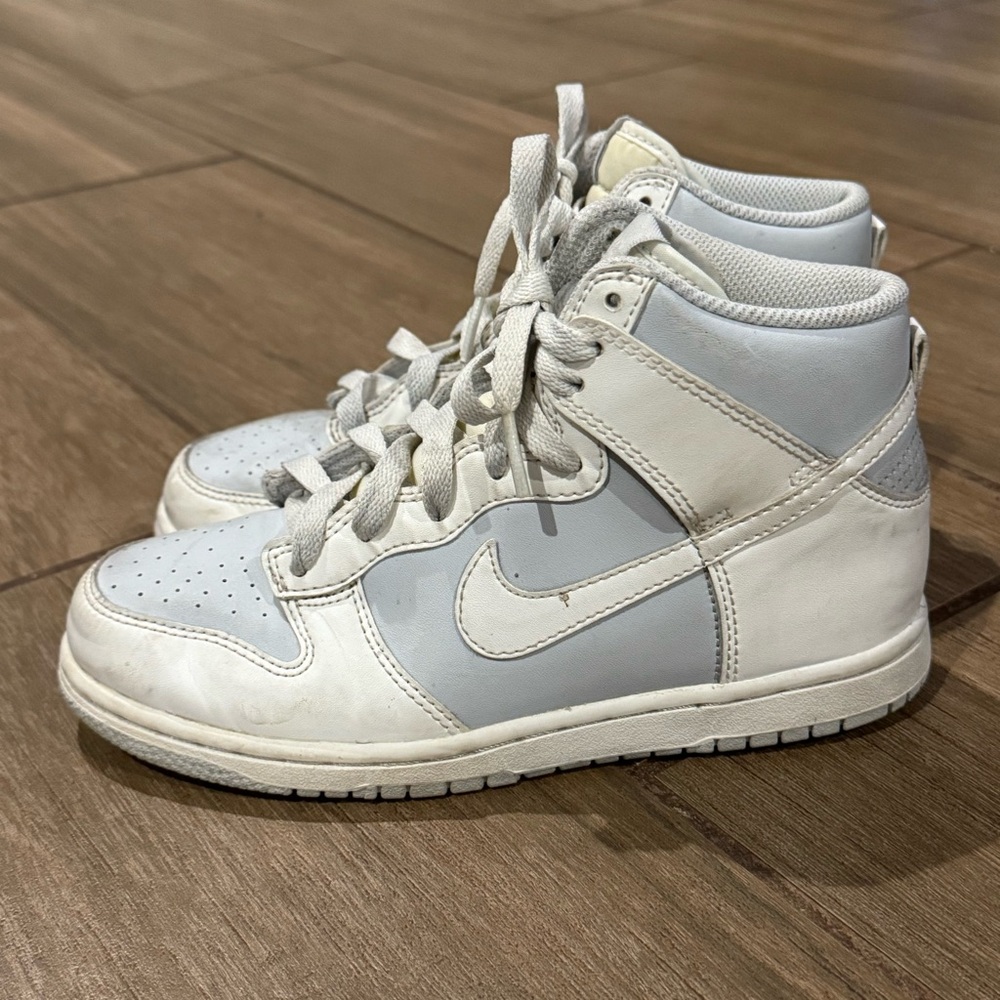 Nike Dunk High White Gray Purple Athletic Leather Shoes Sneakers Size 3Y - Picture 2 of 7